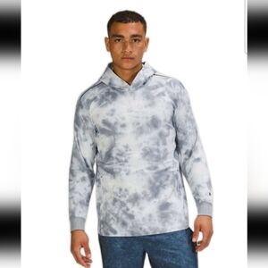 Lululemon Mens Textured Tech Hoodie In Tidal Dye Alpine White Chambray L